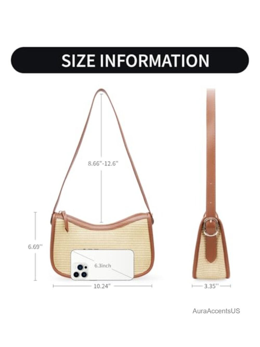 Women's Crescent Shoulder Bag Hobo Vegan Leather Adjustable Strap Lightweight - Picture 3 of 6